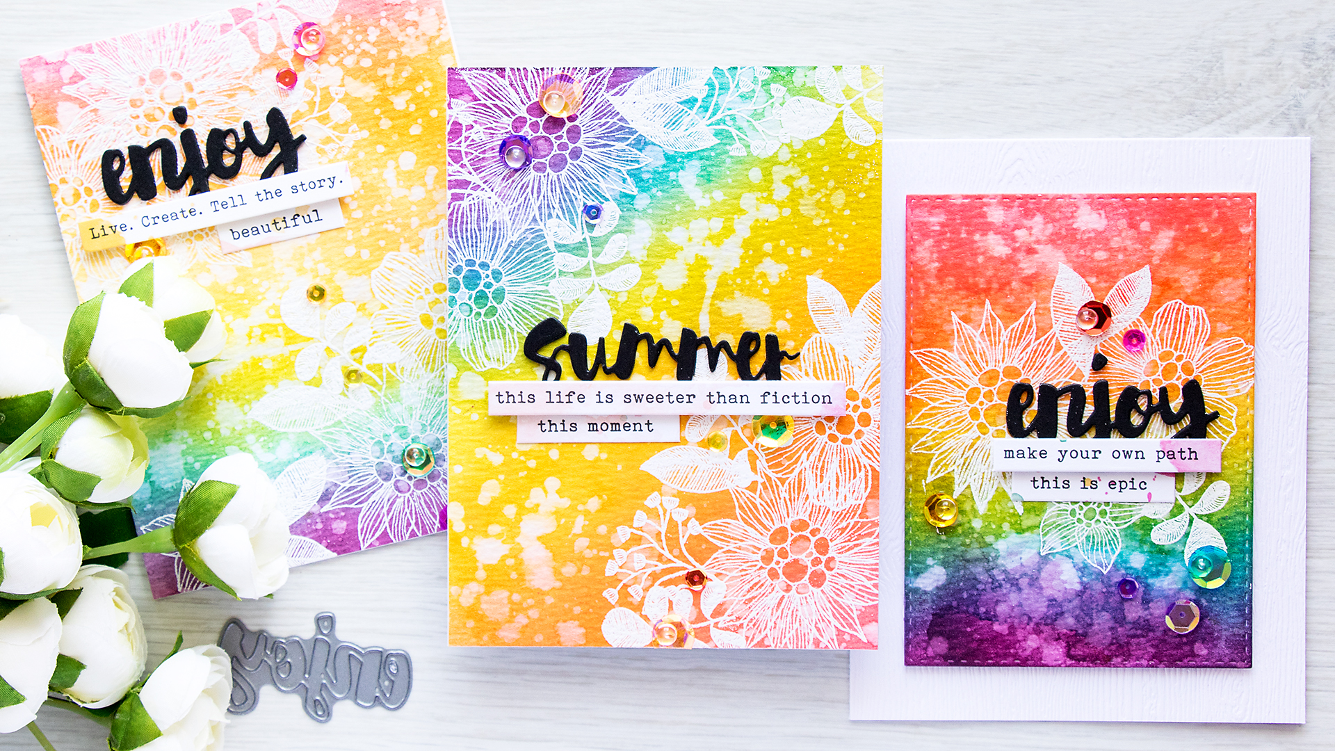 Simon Says Stamp | Distress Ink Rainbow Background & The Rainbow Card Challenge