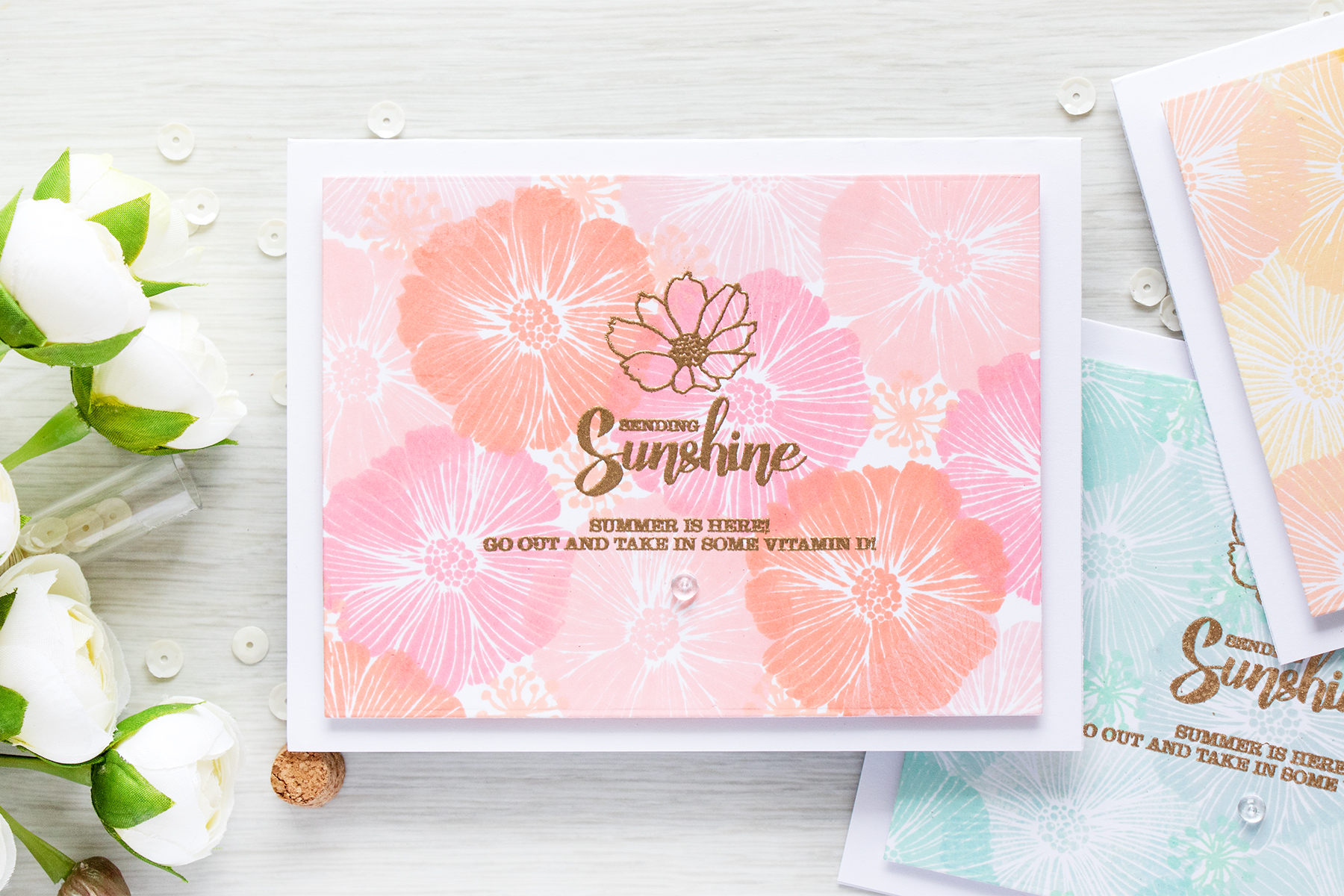 Simon Says Stamp | Sending Sunshine Stamped Floral Pattern Cards with Masterpiece Box Products.