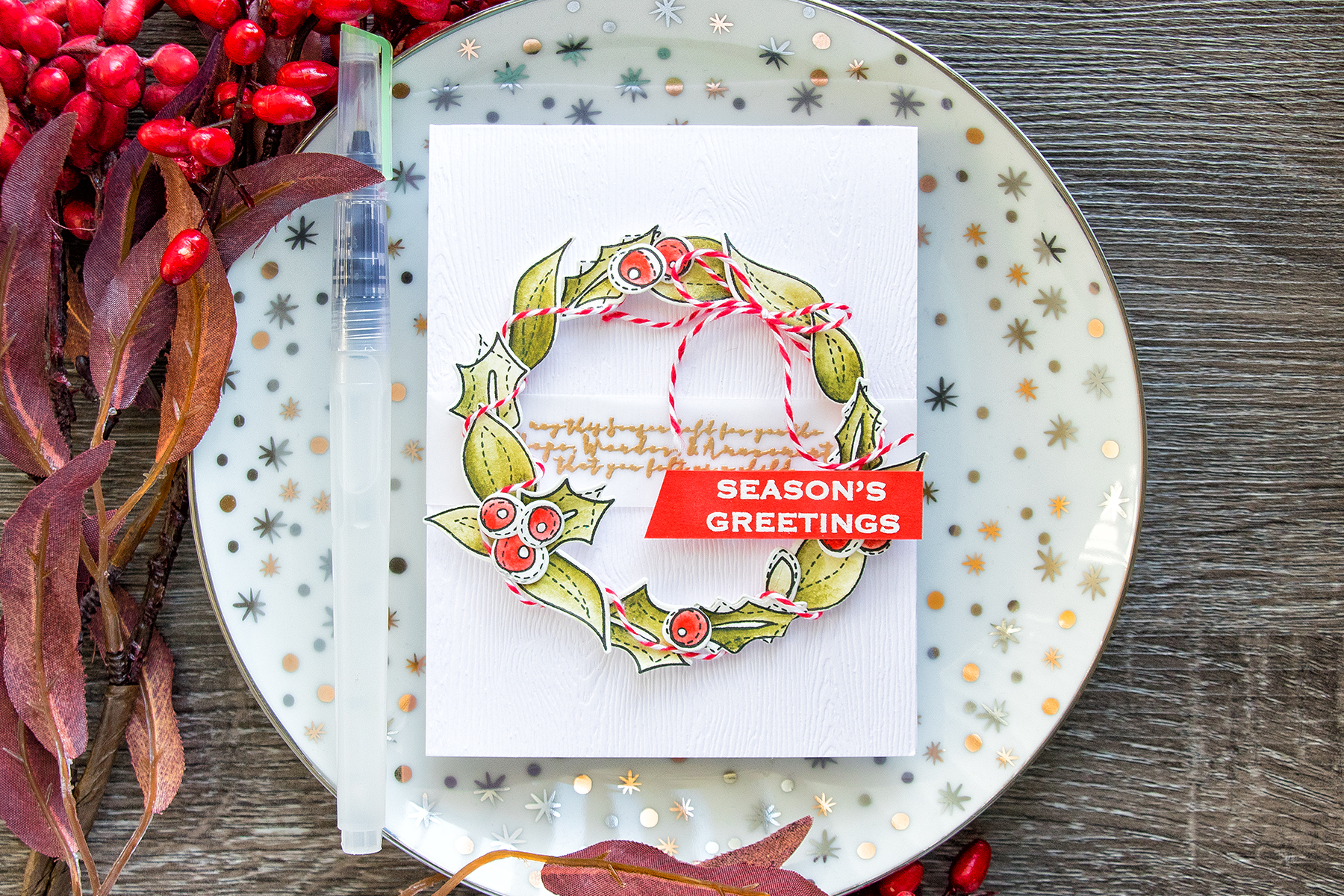 Simon Says Stamp | Easy Watercolor Wreath - Season's Greeting Card