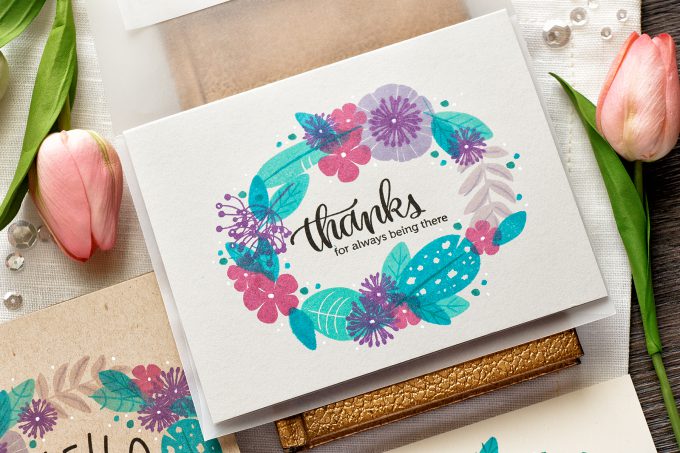 Simon Says Stamp | Quick Stamp Floral Wreath Cards with WPlus9 Feathers & Florals Stamp Set. Video