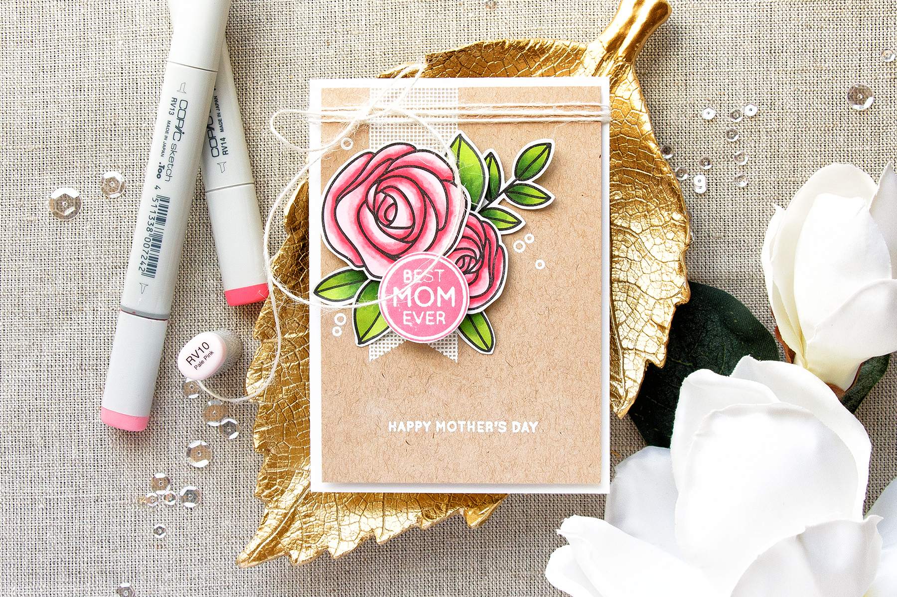 Simon Says Stamp | Elegant Happy Mother's Day Card with Best Mom Ever SSS130501 Stamp Set