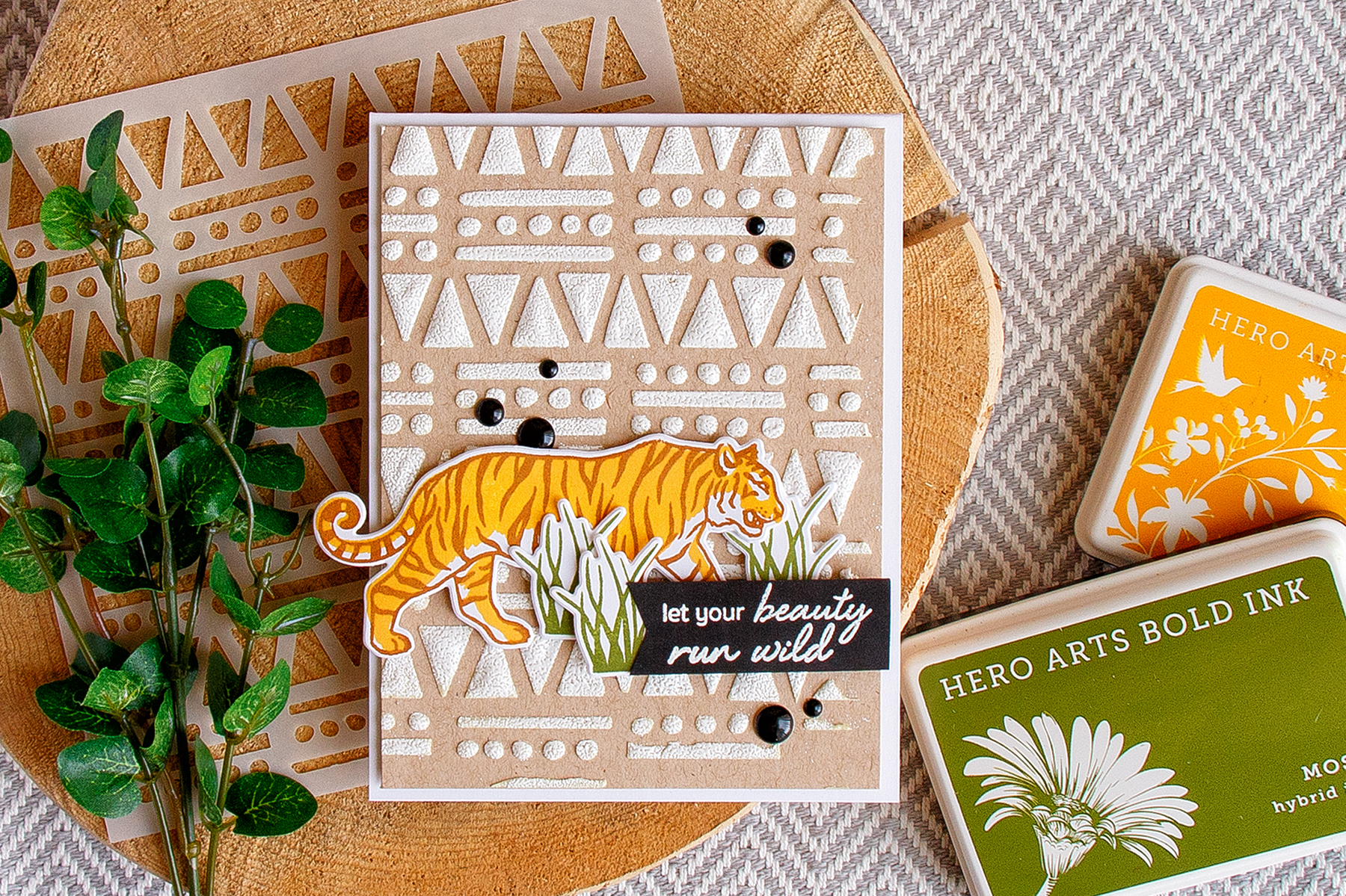 Hero Arts | Let Your Beauty Run Wild card by Yana Smakula. Using Color Layering Tiger stamp set