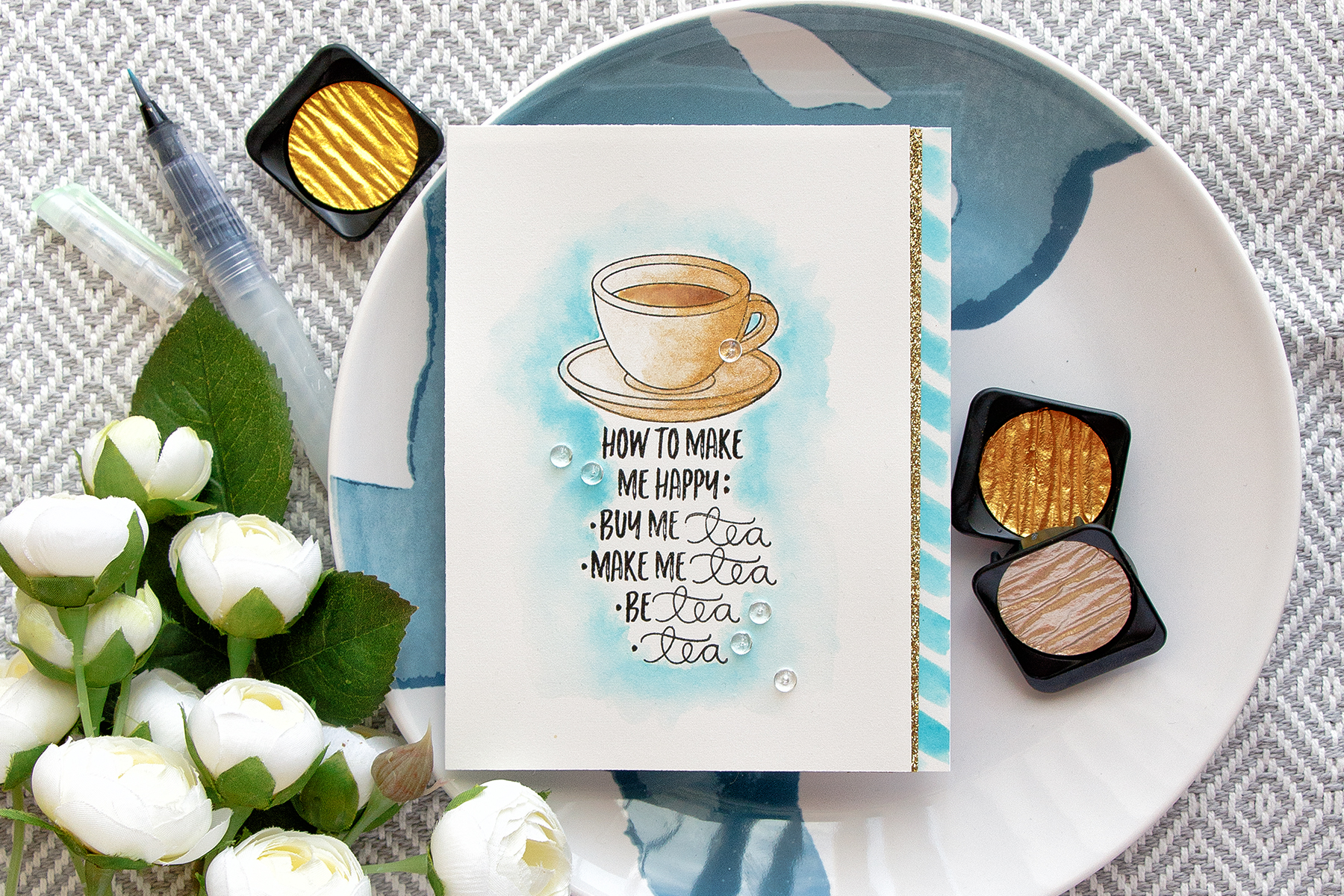 Simon Says Stamp | Make Me Tea... Card by Yana Smakula using CHOOSE HAPPY SSS101617 and COFFEE AND TEA SSS101695 stamps