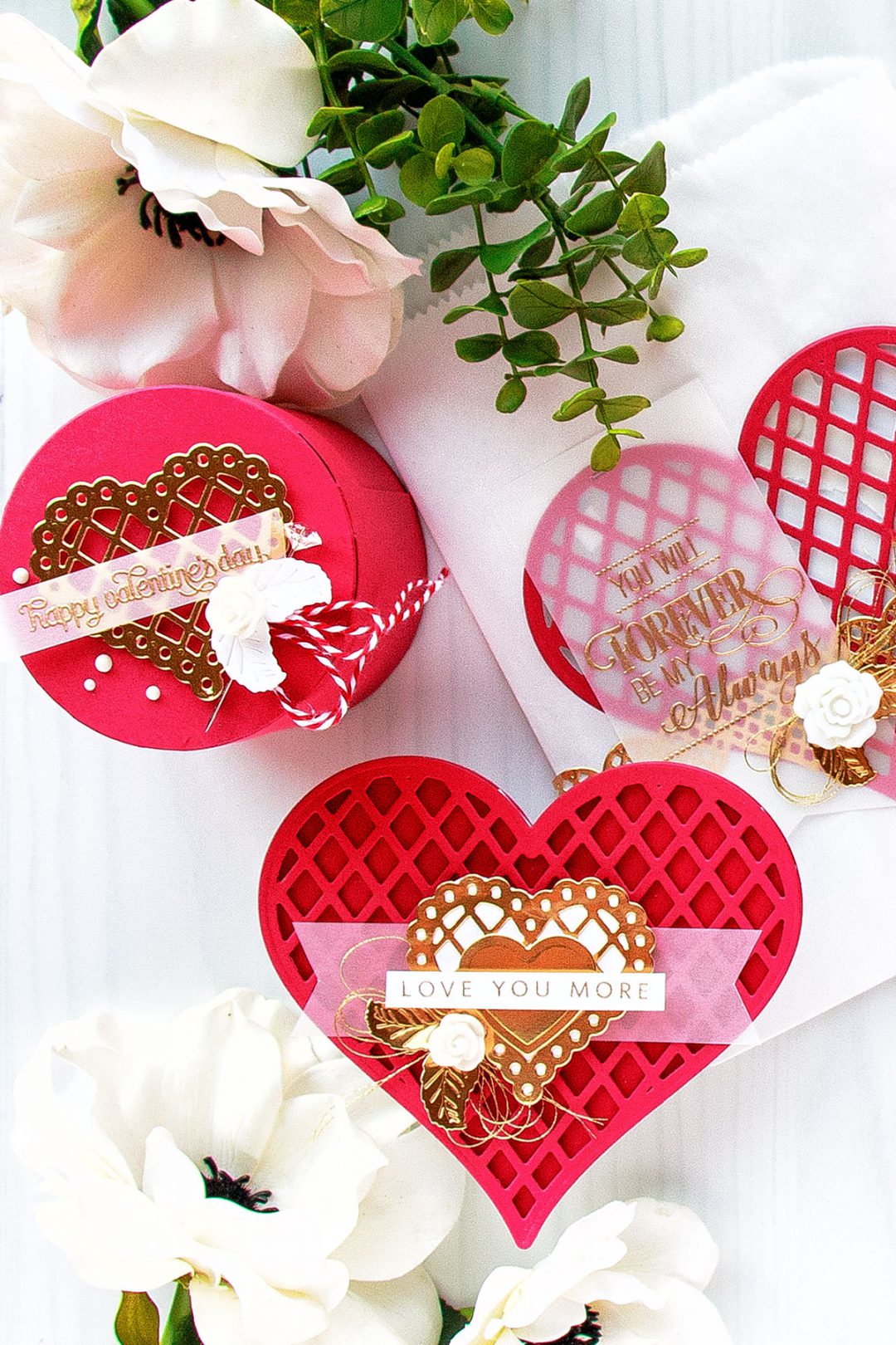 Shaped Valentines Day Cards And Treat Boxes Spellbinders Lattice Hearts Large Die Of The Month