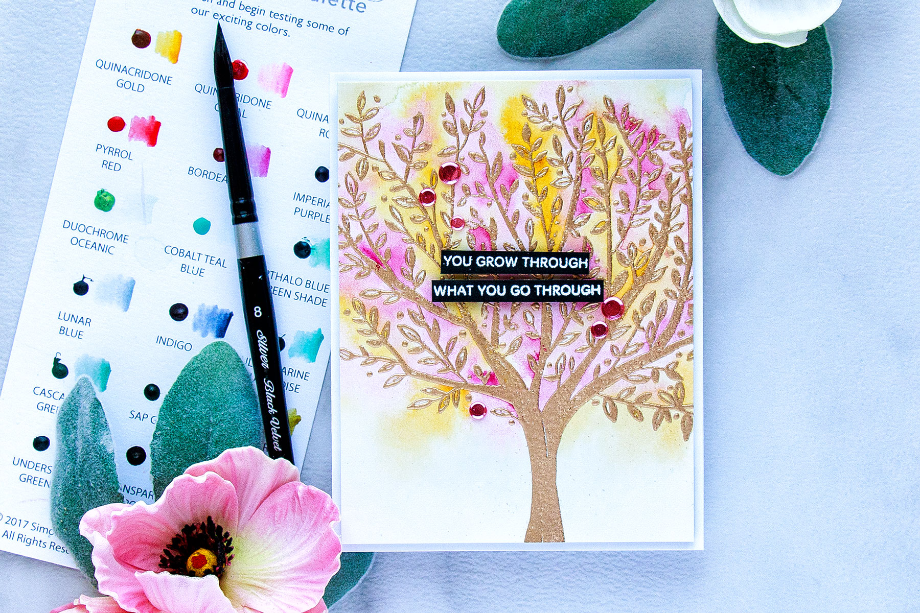 Simon Says Stamp | We Grow Through - Watercolor Tree Encouragement Card by Yana Smakula using Brushed Branches Background Sss101792 stamp #simonsaysstamp #sssfriends #watercolorcard #handmadecard #encouragementcard