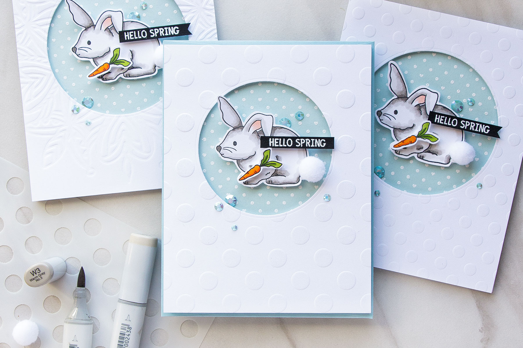 Simon Says Stamp | Spring Bunny Cards. Video by Yana Smakula using Showers & Flowers stamp set. #stamping #simonsaysstamp #springcard #cardmaking