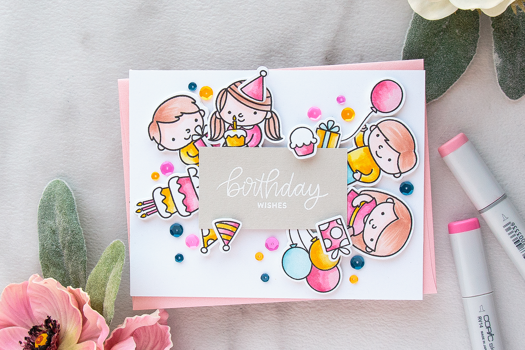 Pretty Pink Posh | Colorful Birthday Card. Video #prettypinkposh #birthdaycard #cardmaking #stamping #ilovetomakecards