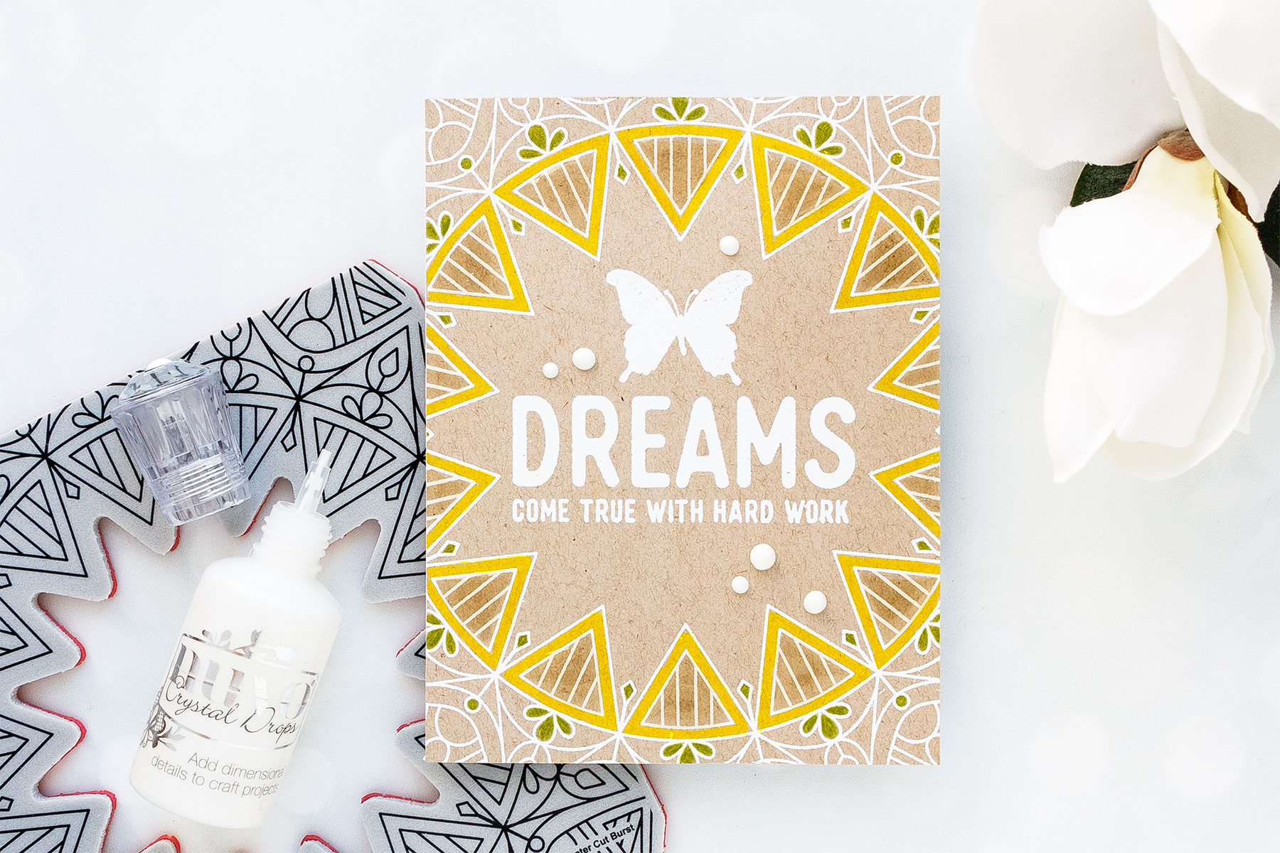 Simon Says Stamp | Dreams Come True With Hard Work Card by Yana Smakula + Photo Tutorial #sssflutteringby #simonsaysstamp #stamping #handmadecard