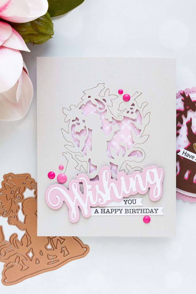Spellbinders | Easy Silhouette Card Ideas - Wishing You A Happy Birthday Card by Yana Smakula #yscardmaking #spellbinders #handmadecard #diecutting #neverstopmaking #diycard 