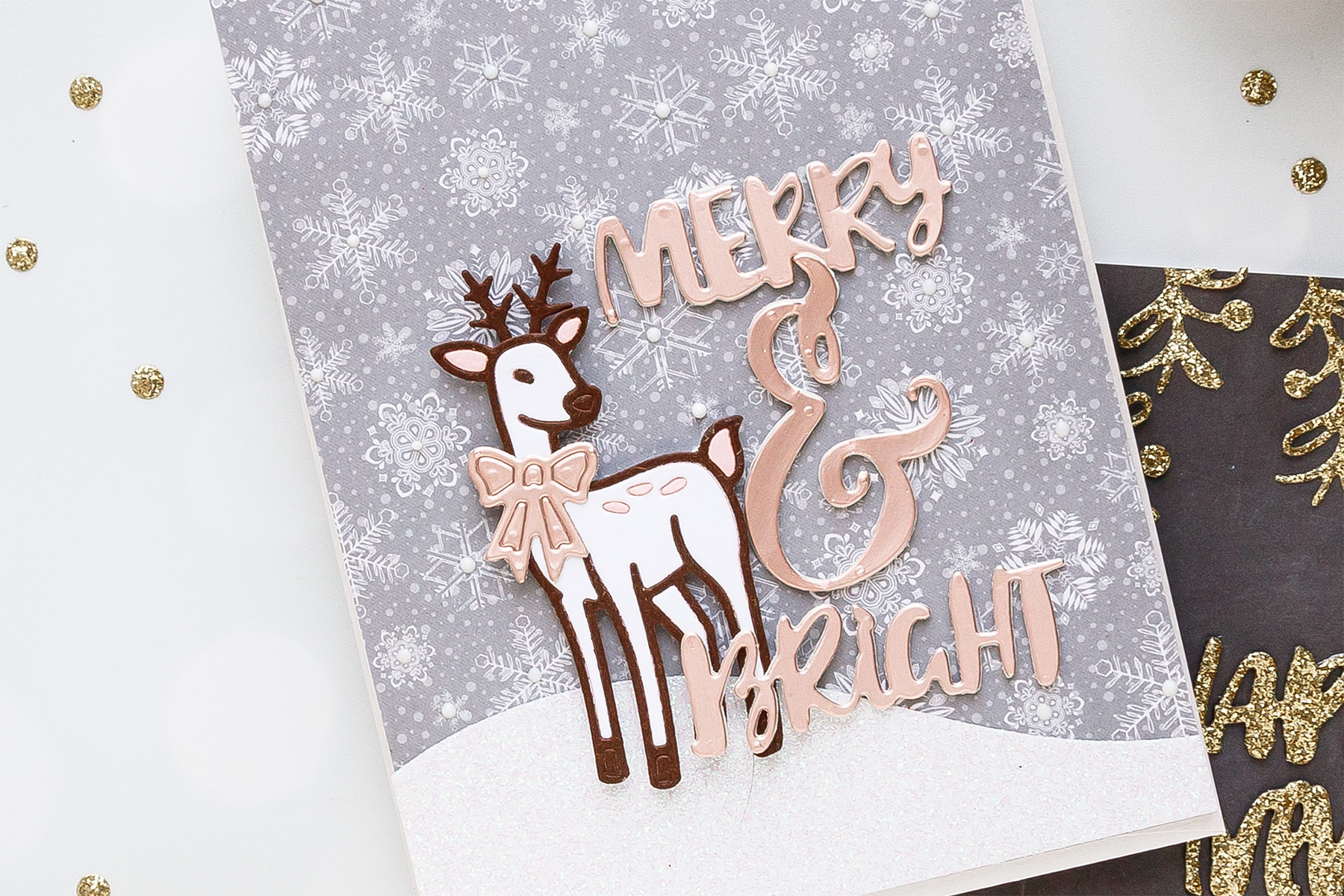 Merry & Brights Christmas Deer Card by Yana Smakula using Spellbinders 2018 November Small Die of the Month #cardmaking #christmascard