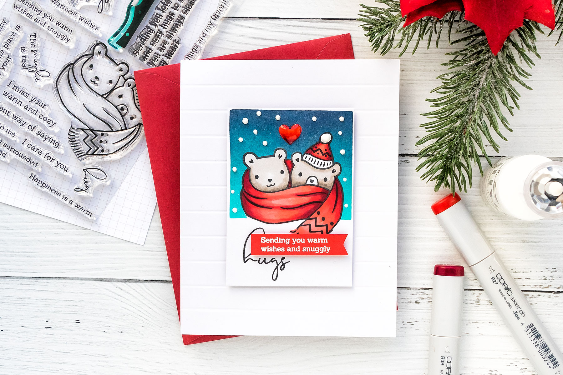 Pinkfresh Studio | More Simple Cardmaking. Winter Hugs Card. Video