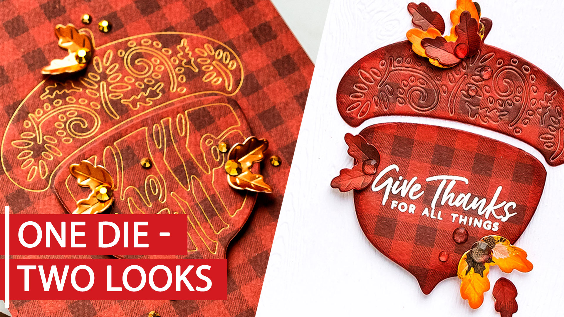 How to make Fall Acorn Cards. Video tutorial. Spellbinders | Fall Acorn Cards (Die Cutting + Hot Foil). Small Die of the Month. #cardmaking #spellbinders