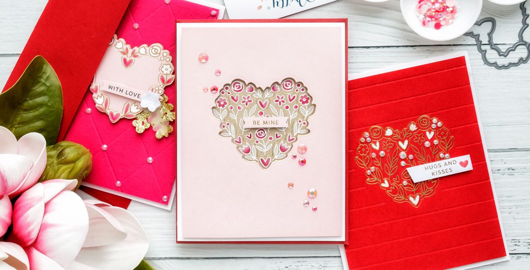 How to make foiled (and heat embossed) Valentine's Day Cards. Video tutorial by Yana Smakula for Pretty Pink Posh