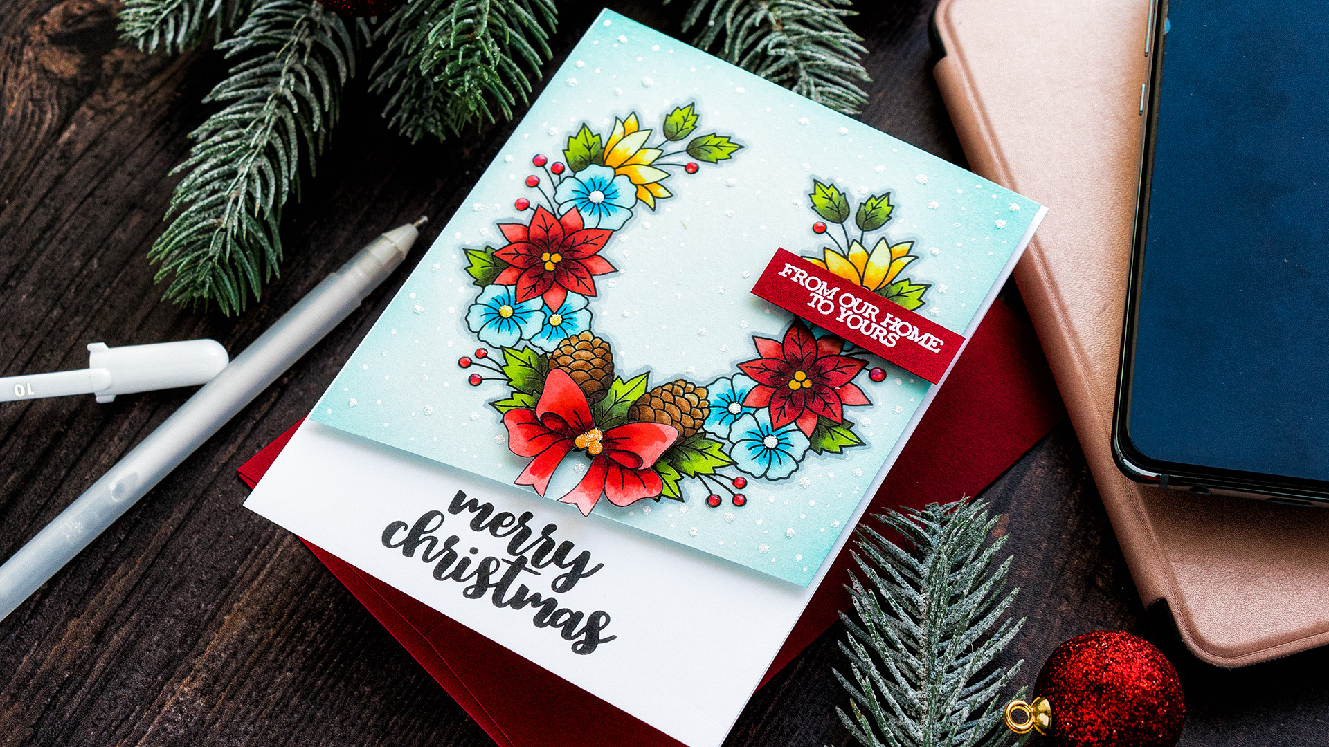 STAMPtember - Clearly Besotted Exclusive | Copic Colored Christmas Card. Video