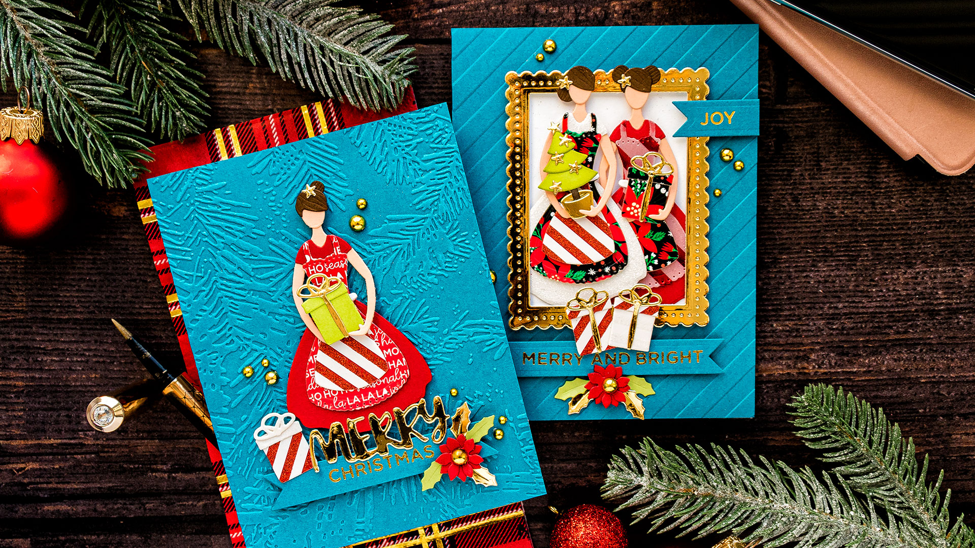 Spellbinders | Die Cut Christmas Cards with October Small Die of the Month - Home For The Holidays. Video tutorial by Yana Smakula #cardmaking #SpellbindersClubKits #Christmascard