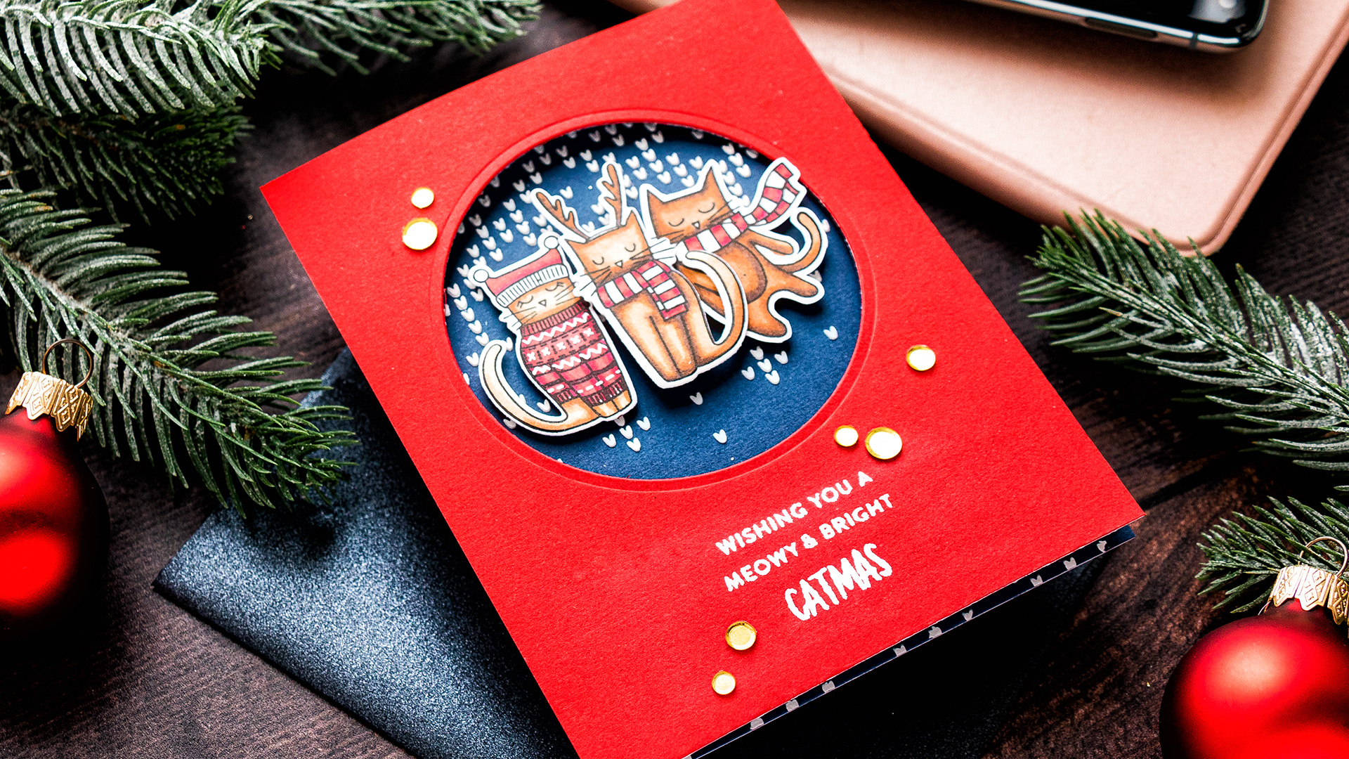 Simon Says Stamp | Meowy & Bright Catmas card by Yana Smakula #simonsaysstamp #catmas #stamping