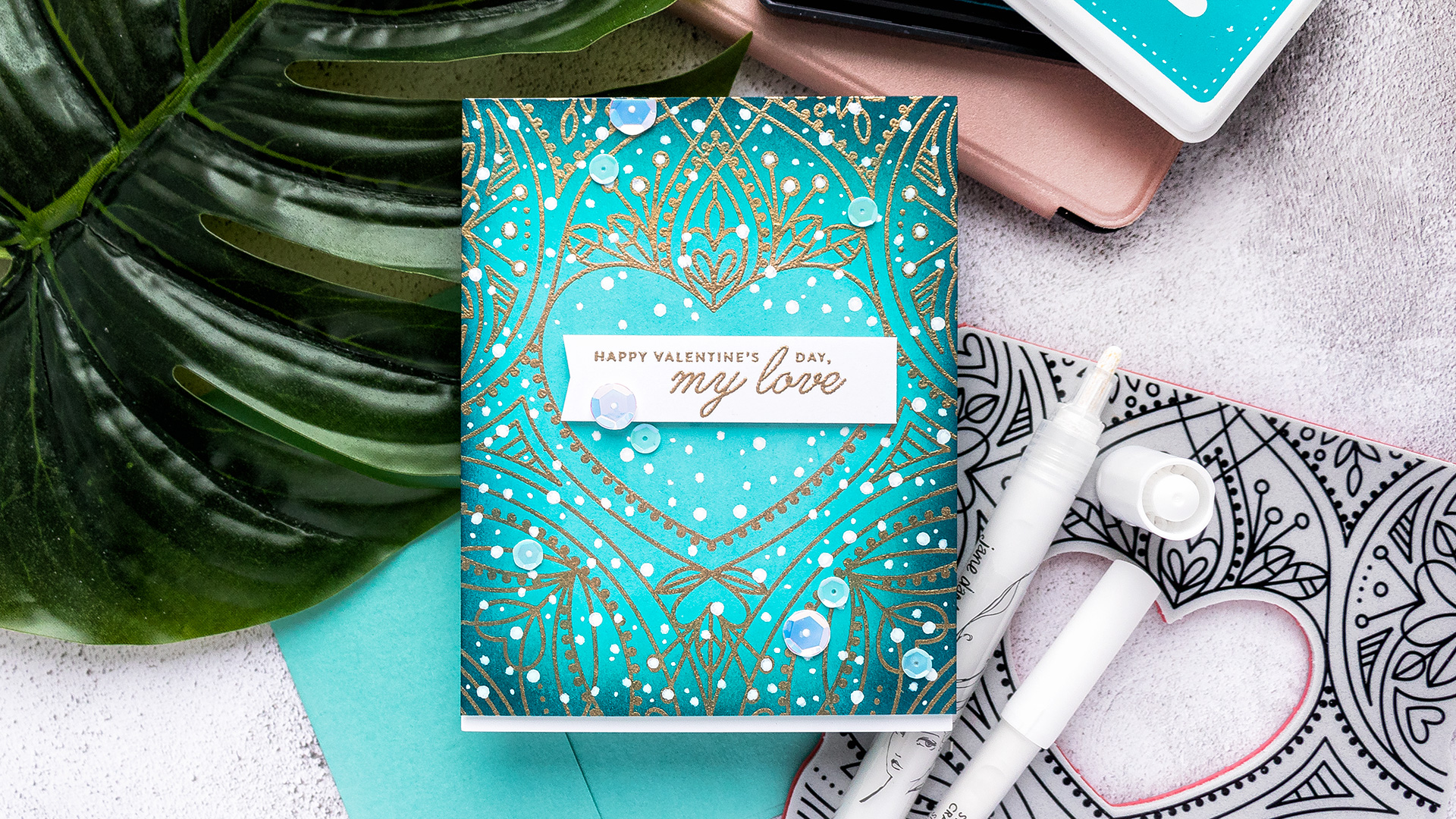 Simon Says Stamp | Wintry Valentine’s Day Card. Video tutorial by Yana Smakula #simonsaysstamp #valentinesdaycard #cardmaking