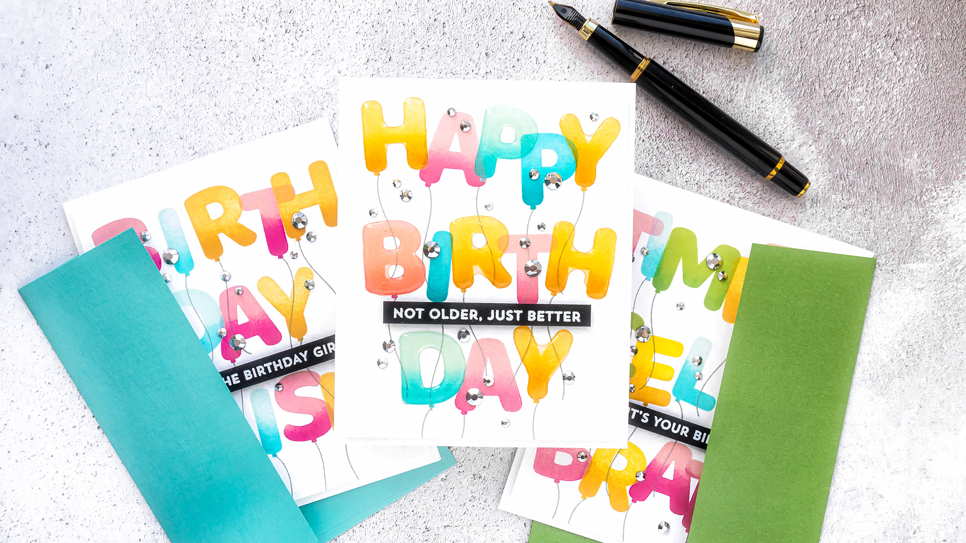 MFT Stamps | Pumped-Up Birthday Cards. Video tutorial by Yana Smakula #cardmaking #MFTstamps #stamping