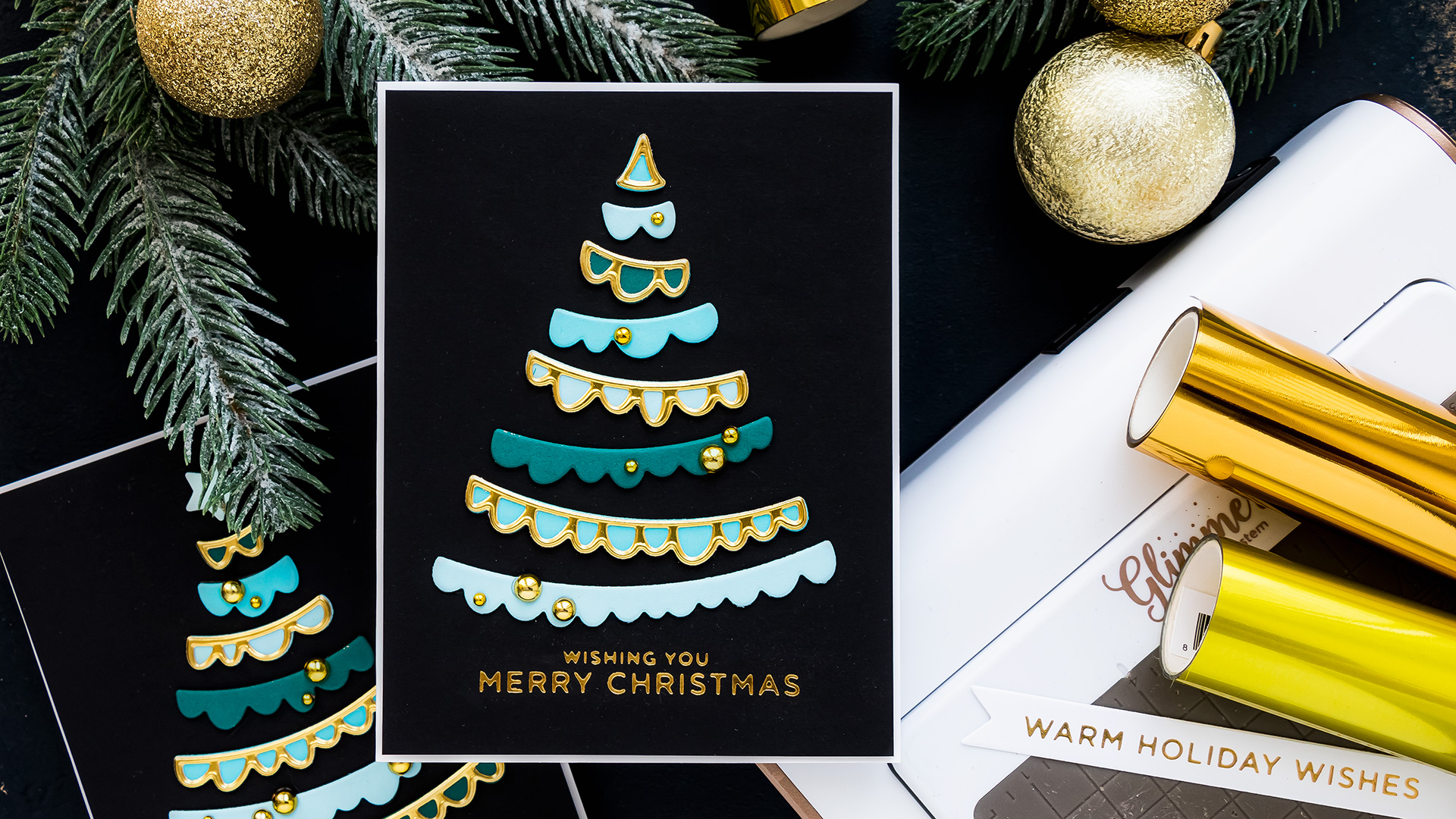 Spellbinders | It's a Christmas Season - Joyful Christmas Tree Cards by Yana Smakula featuring S3-399 Die D-Lites Joyful Christmas Tree Etched Dies from Sparking Christmas Collection #Spellbinders #NeverStopMaking #Cardmaking #Christmascardmaking