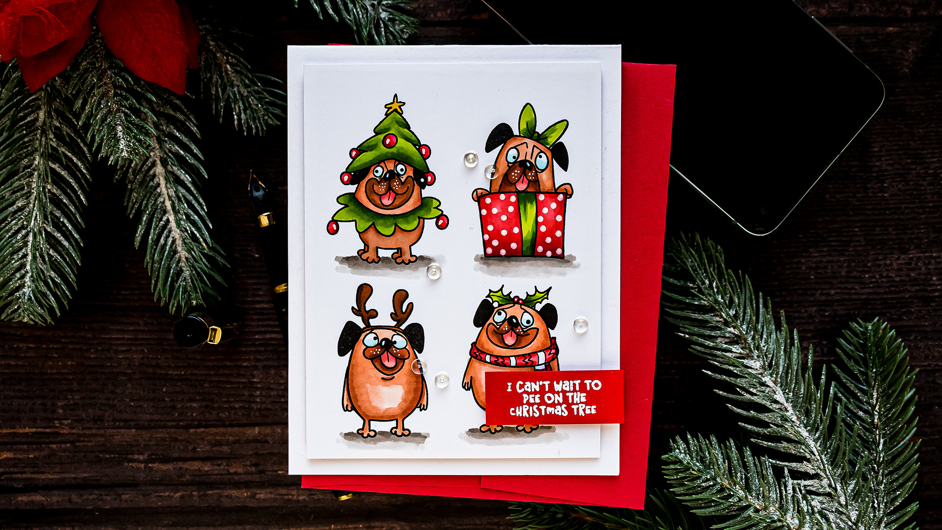 STAMPtember | Whimsy Stamps Exclusive - Happy Pugmas