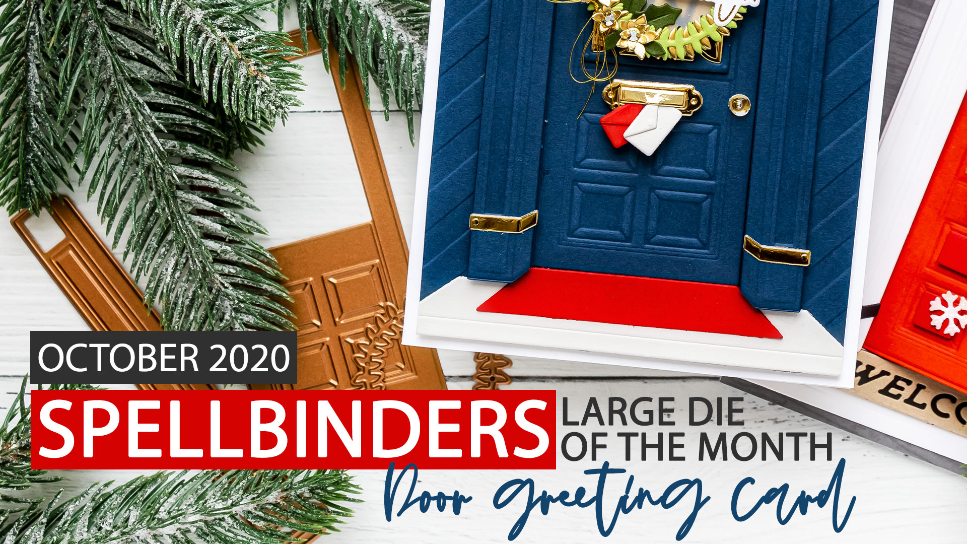 Spellbinders | Front Door Handmade Christmas Greeting Card with October 2020 Large Die of the Month #SpellbindersClubKits #DieCutting #Cardmaking