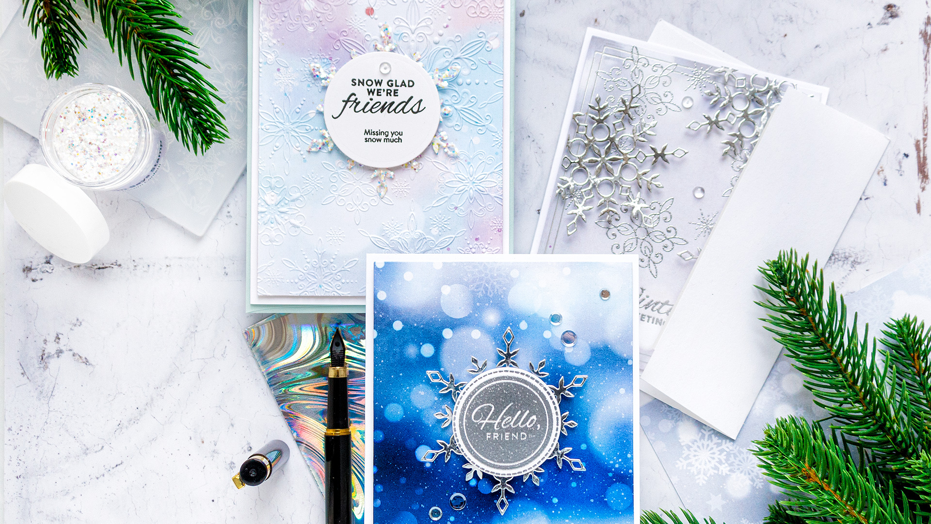 Create stunning winter snowflake cards with Simon Says Stamp January 2021 Card Kit!