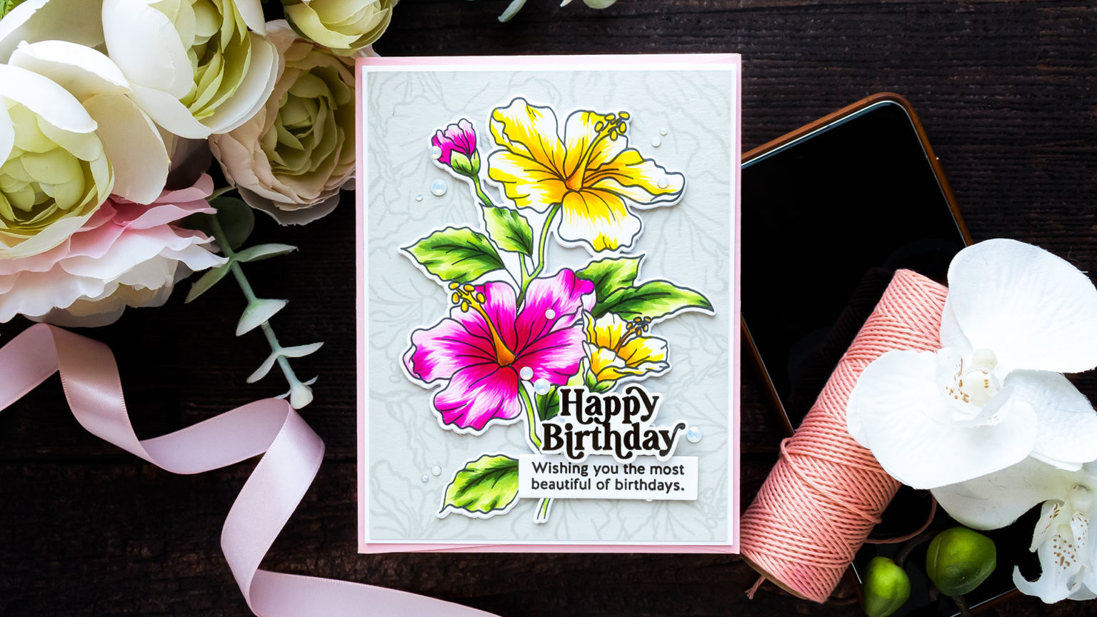 Simon Says Stamp | Happy Birthday Hibiscus Card | Yana Smakula