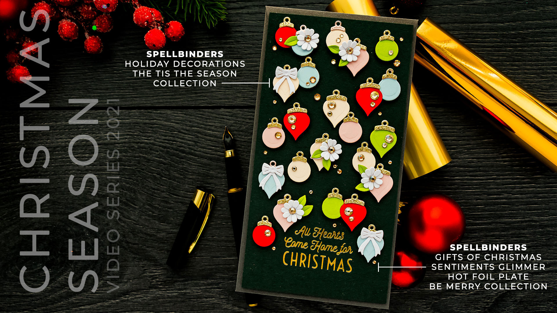 Spellbinders | It's a Christmas Season - Christmas Ornaments Mini Slimline Card