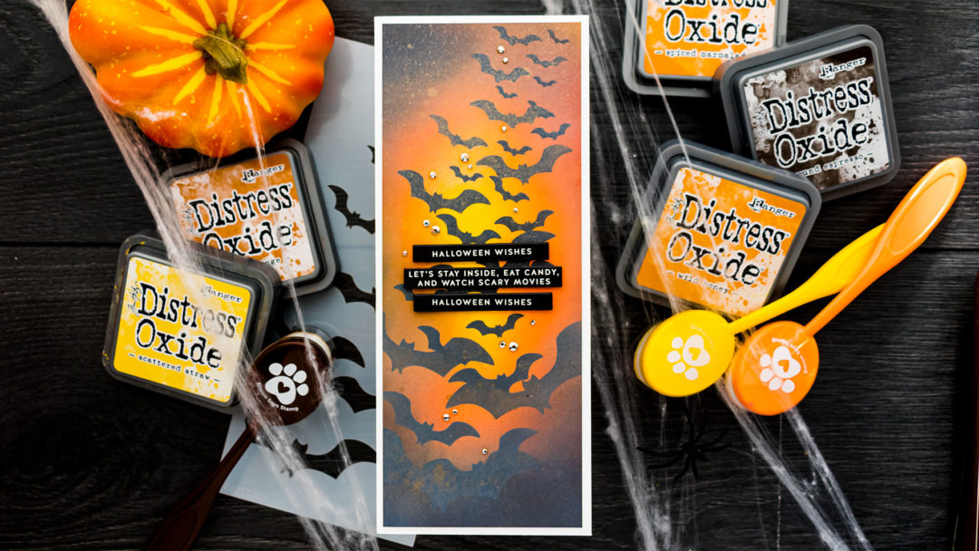 It's STAMPtember! Layered Bats Halloween Card