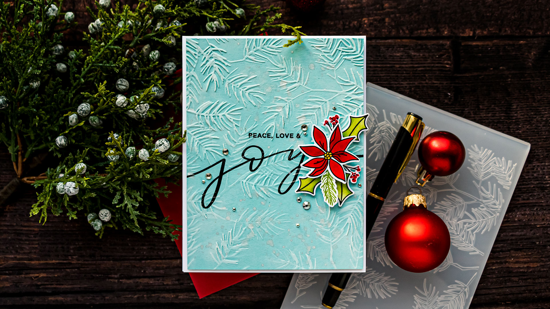 Simon Says Stamp | Delicate Pine Embossed Christmas Card