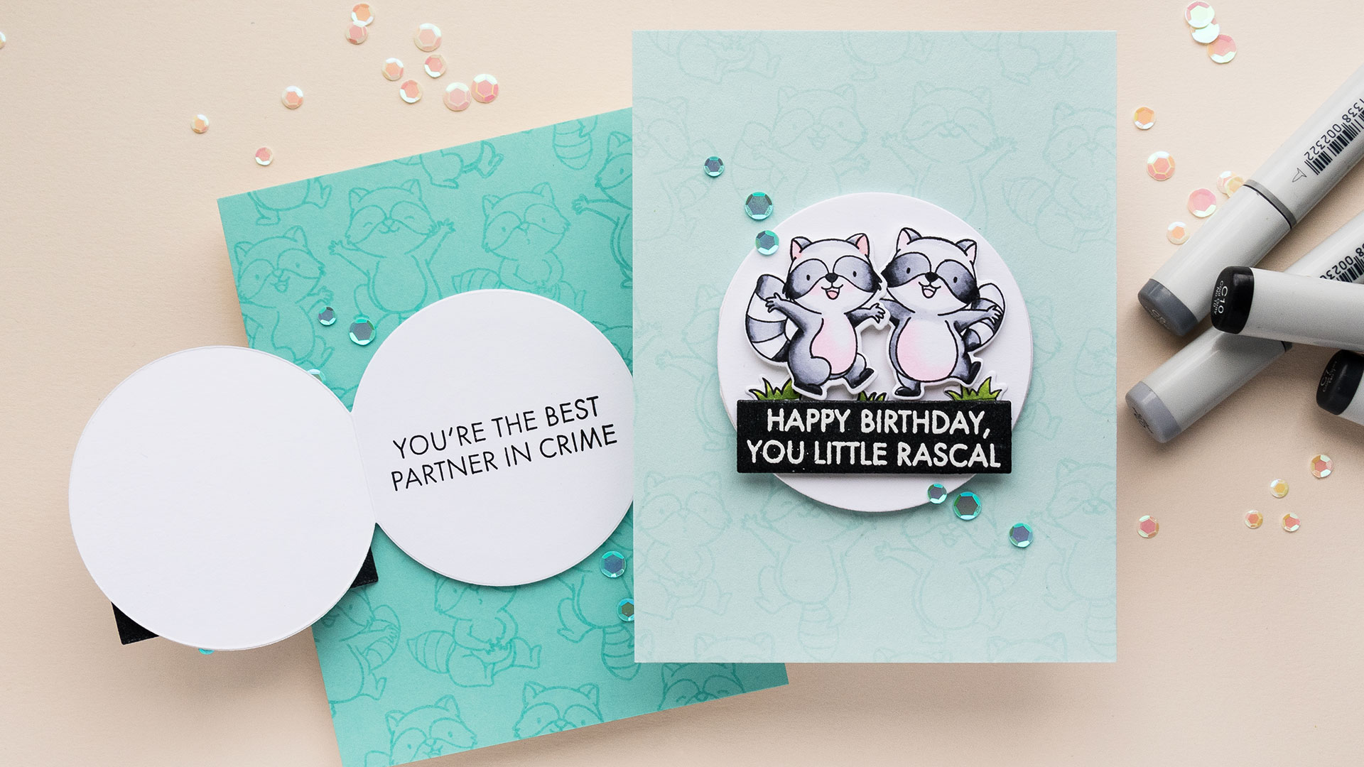 MFT Stamps | Interactive Raccoon Birthday Cards. Video