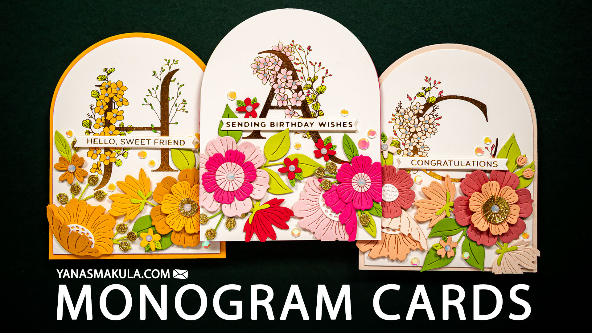 Foiled Monogram Cards with Spellbinders Every Occasion Floral Alphabet BetterPress. Video