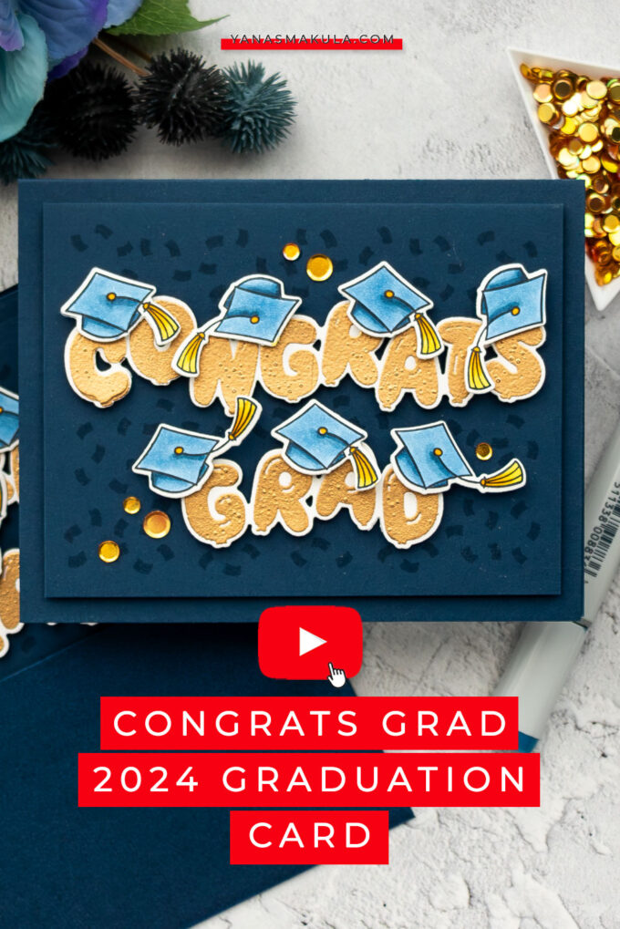 2024 Handmade Graduation Card. Simon Says Stamp Grad Balloons